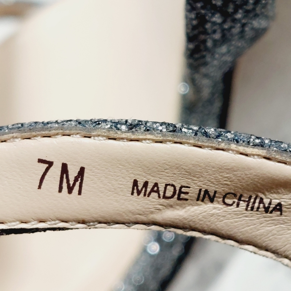 NEW Pelle Moda Rooni Silver Sparkle Mid Heel Slip On Sandals W554 - Picture 12 of 13